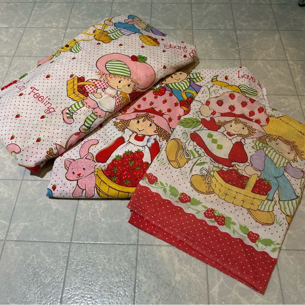 Vintage 1980’s Strawberry Shortcake Cotton Twin Bedding Set